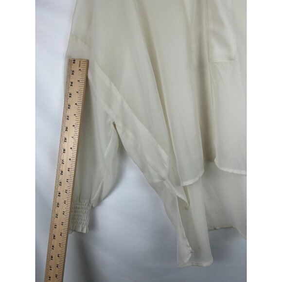 Cabi Abbey Sheer Top & Cami Set S Style 6291 Cream Long Smocked Wrists Large - Picture 5 of 9